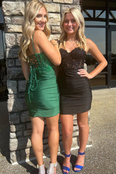 Unique Mini Bodycon Hoco Dress Straps Corset with Appliques